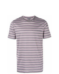 T-shirt girocollo a righe orizzontali viola chiaro