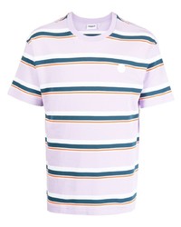 T-shirt girocollo a righe orizzontali viola chiaro di Chocoolate