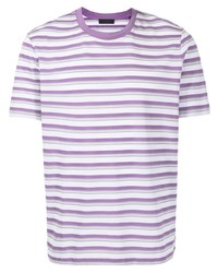 T-shirt girocollo a righe orizzontali viola chiaro di D'urban