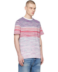 T-shirt girocollo a righe orizzontali viola chiaro di Missoni