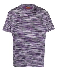T-shirt girocollo a righe orizzontali viola di Missoni
