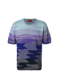T-shirt girocollo a righe orizzontali viola di Missoni