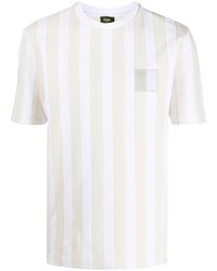 T-shirt girocollo a righe verticali beige
