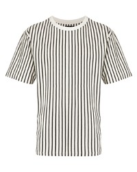 T-shirt girocollo a righe verticali bianca e nera di agnès b.