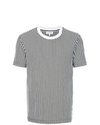 T-shirt girocollo a righe verticali bianca e nera di CK Calvin Klein