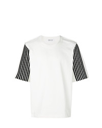 T-shirt girocollo a righe verticali bianca e nera di Dima Leu