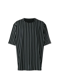 T-shirt girocollo a righe verticali bianca e nera di Haider Ackermann