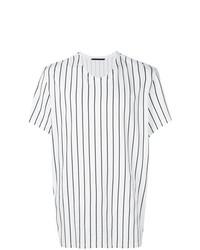 T-shirt girocollo a righe verticali bianca e nera di Haider Ackermann