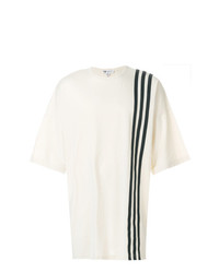 T-shirt girocollo a righe verticali bianca e nera di Y-3