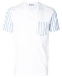 T-shirt girocollo a righe verticali bianca di Ami Paris