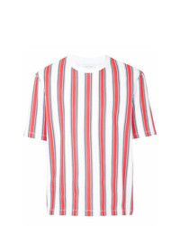 T-shirt girocollo a righe verticali bianca di CK Calvin Klein