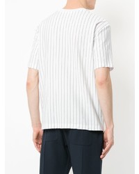 T-shirt girocollo a righe verticali bianca di CK Calvin Klein