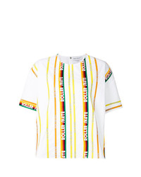 T-shirt girocollo a righe verticali bianca di Mira Mikati