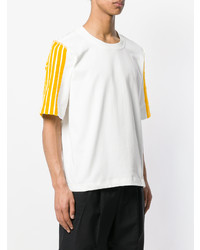 T-shirt girocollo a righe verticali bianca di Dima Leu