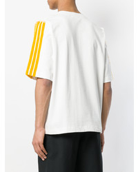 T-shirt girocollo a righe verticali bianca di Dima Leu