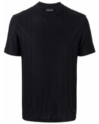 T-shirt girocollo a righe verticali blu scuro di Emporio Armani
