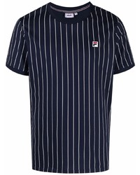 T-shirt girocollo a righe verticali blu scuro di Fila
