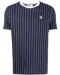 T-shirt girocollo a righe verticali blu scuro di Fila