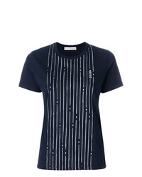 T-shirt girocollo a righe verticali blu scuro di Golden Goose Deluxe Brand