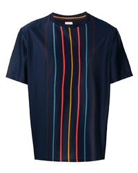 T-shirt girocollo a righe verticali blu scuro di Paul Smith