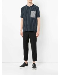 T-shirt girocollo a righe verticali blu scuro di CK Calvin Klein