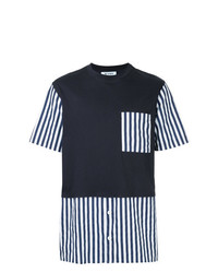 T-shirt girocollo a righe verticali blu scuro di Sunnei