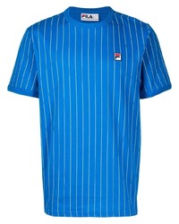 T-shirt girocollo a righe verticali blu di Fila