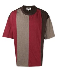 T-shirt girocollo a righe verticali bordeaux
