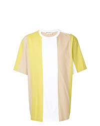 T-shirt girocollo a righe verticali gialla