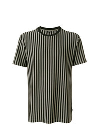T-shirt girocollo a righe verticali grigia di Calvin Klein Jeans