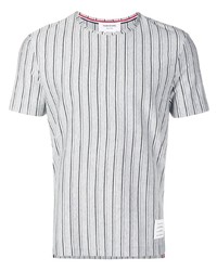 T-shirt girocollo a righe verticali grigia di Thom Browne