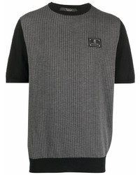 T-shirt girocollo a righe verticali grigio scuro di Billionaire