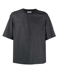 T-shirt girocollo a righe verticali grigio scuro di Salvatore Ferragamo