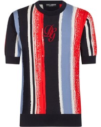 T-shirt girocollo a righe verticali multicolore di Dolce & Gabbana