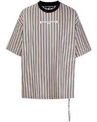 T-shirt girocollo a righe verticali multicolore di Mastermind Japan