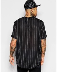 T-shirt girocollo a righe verticali nera di Asos