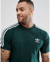 T-shirt girocollo a righe verticali verde scuro di adidas