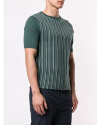 T-shirt girocollo a righe verticali verde scuro di Cerruti 1881