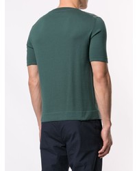 T-shirt girocollo a righe verticali verde scuro di Cerruti 1881