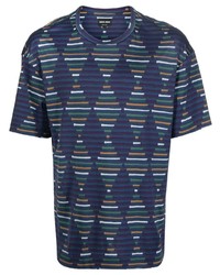 T-shirt girocollo a rombi blu scuro di Giorgio Armani
