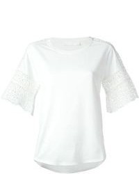 T-shirt girocollo all'uncinetto bianca di Chloé