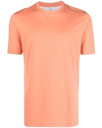 T-shirt girocollo arancione di Brunello Cucinelli