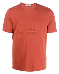 T-shirt girocollo arancione di Corneliani