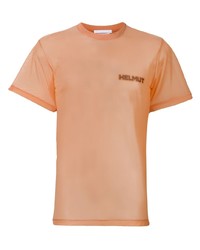 T-shirt girocollo arancione di Helmut Lang