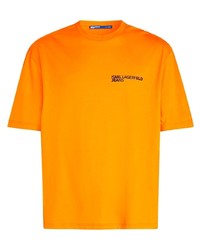 T-shirt girocollo arancione di KARL LAGERFELD JEANS