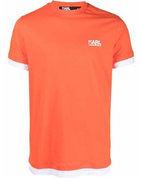 T-shirt girocollo arancione di Karl Lagerfeld