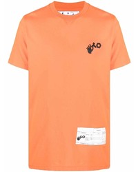 T-shirt girocollo arancione di Off-White