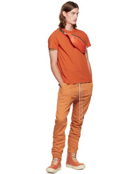 T-shirt girocollo arancione di Rick Owens