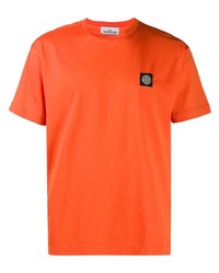 T-shirt girocollo arancione di Stone Island