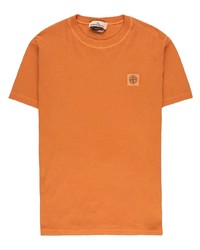 T-shirt girocollo arancione di Stone Island